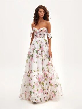 Apple Blossom Tender floral maxi tie-strap dress